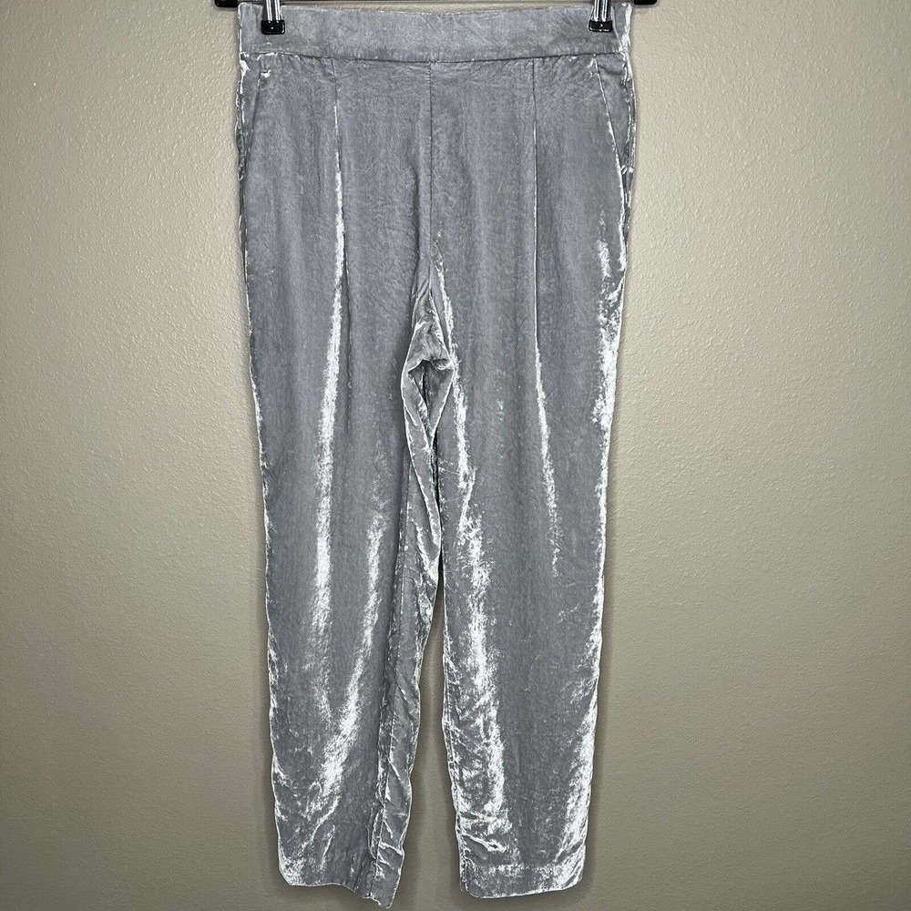 Ann Taylor Women's Gray Velvet Cropped Pull-On Sweatpants Sz Small EUC